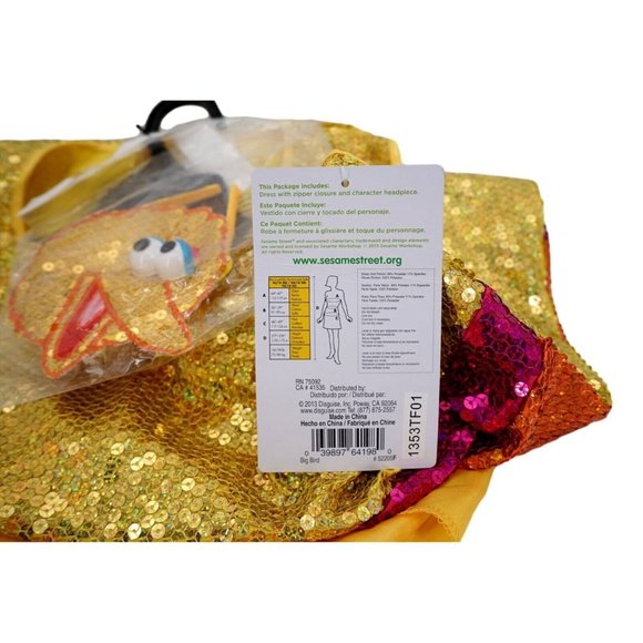 Sesame Street Womens Big Bird Costume Yellow Red Sequin Plus XL 18/20 New - Picture 5 of 6